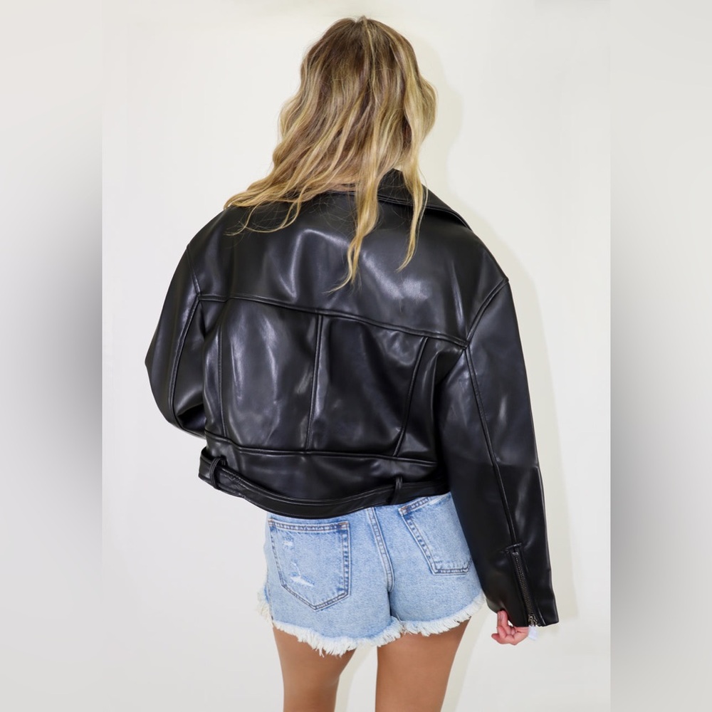 LIONESS STATEN ISLAND LEATHER JACKET ★ BLACK - Picture 4 of 4